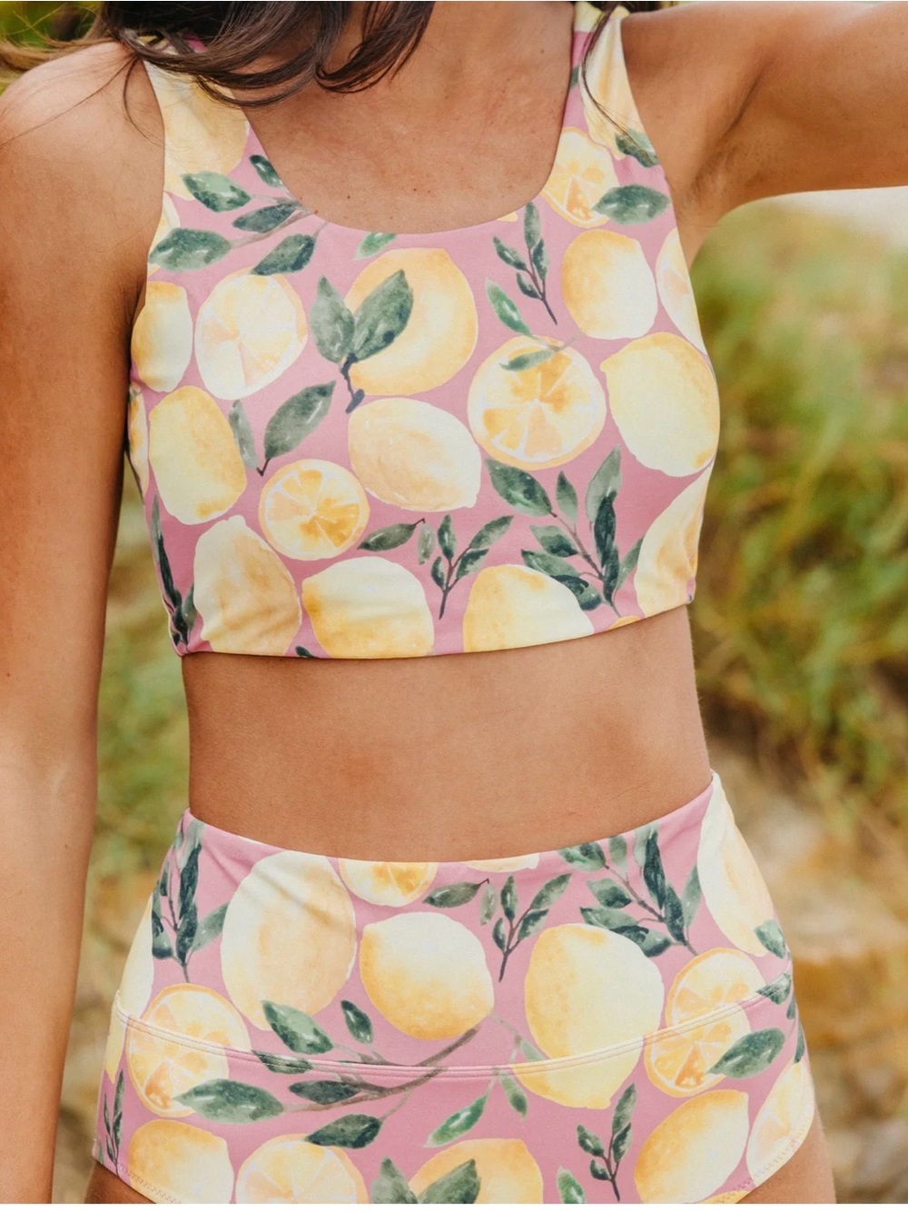 High-Waist Lemon Print Bikini Set - Picture 3 of 4